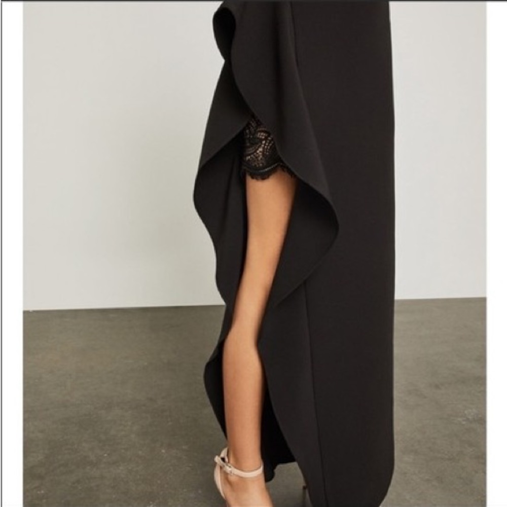 Black Bcbg Marcelle Asymmetrical Ruffle Gown Formal Dress - Picture 3 of 4